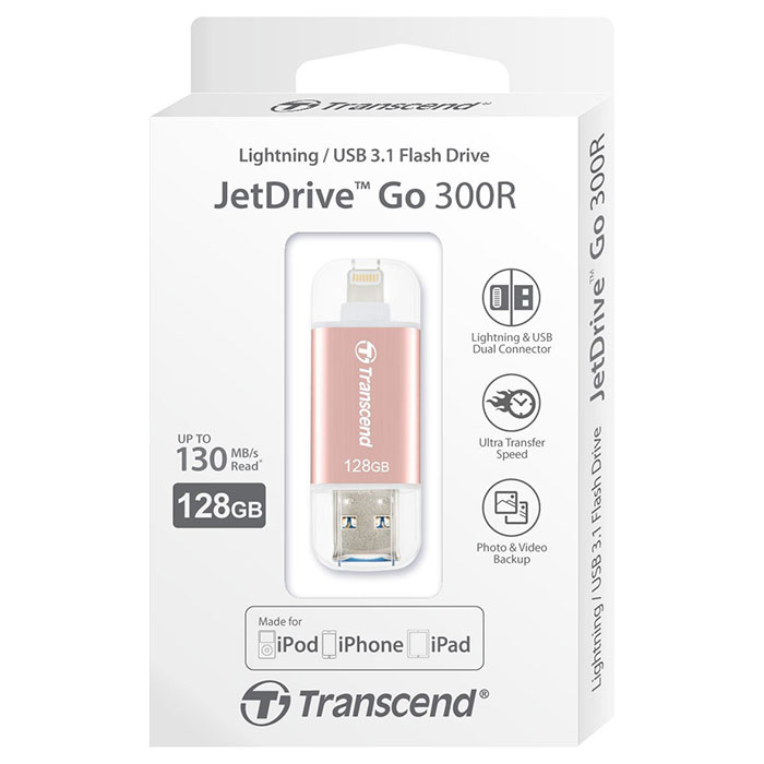 Флэшка TRANSCEND JetDrive Go 300 128GB Rose Gold (TS128GJDG300R)