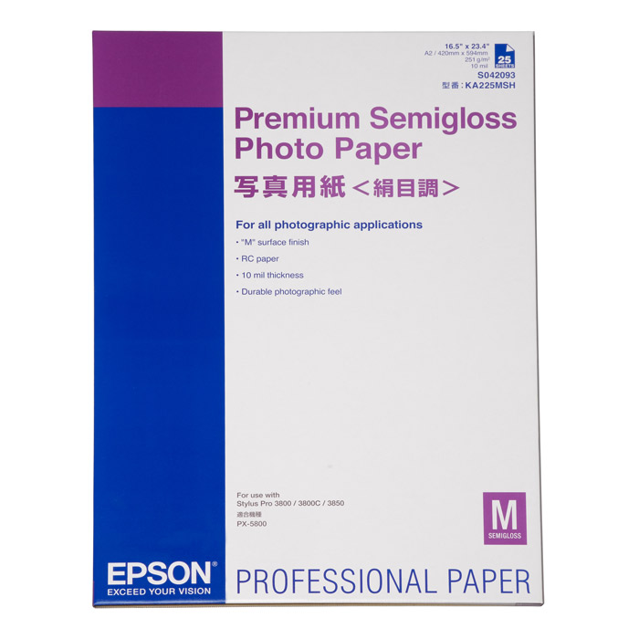 Фотобумага EPSON Premium Semi-Gloss A2 251г/м² 25л (C13S042093)
