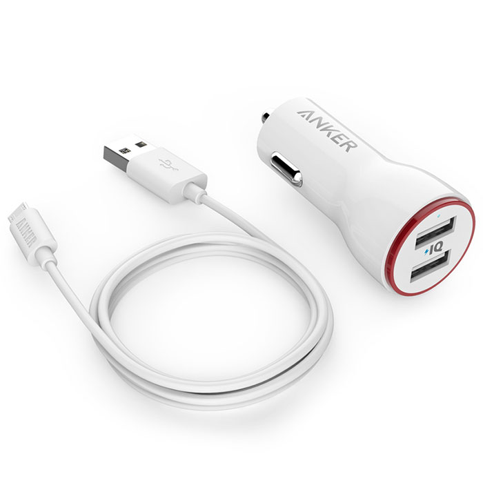 Автомобільний зарядний пристрій ANKER PowerDrive 2 White w/Micro-USB cable (B2310H21)