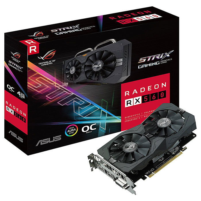 Відеокарта ASUS ROG Strix Radeon RX 560 OC Edition 4GB GDDR5 (ROG-STRIX-RX560-O4G-GAMING)