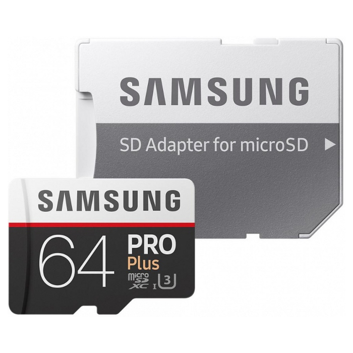Карта пам'яті SAMSUNG microSDXC Pro Plus 64GB UHS-I U3 Class 10 + SD-adapter (MB-MD64GA/RU)