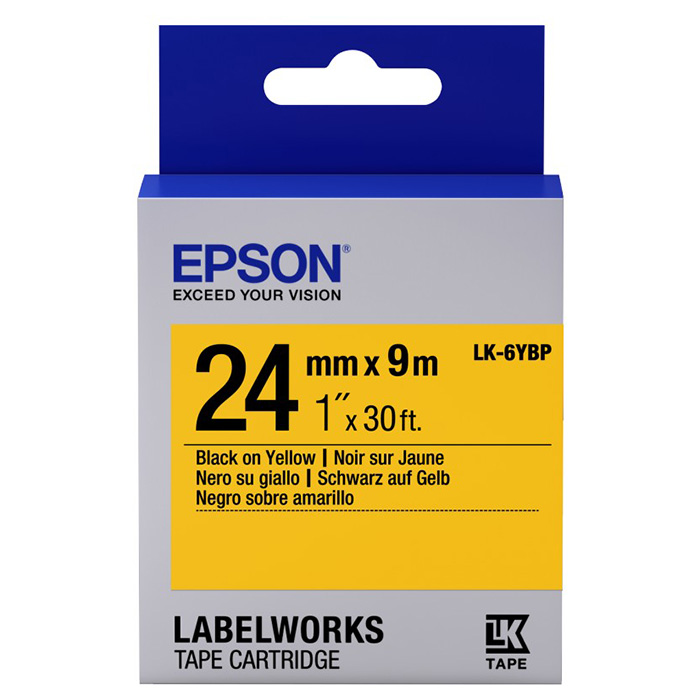 Стрічка EPSON LC-6YBP9 24mm Black on Yellow Pastel (C53S656005)