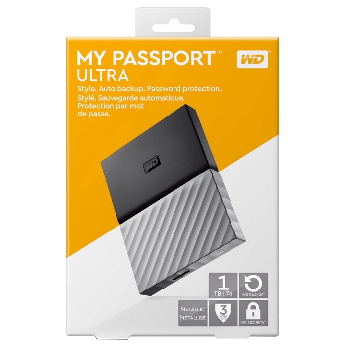 Портативный жёсткий диск WD My Passport Ultra 1TB USB3.0 Black/Gray (WDBTLG0010BGY-WESN)