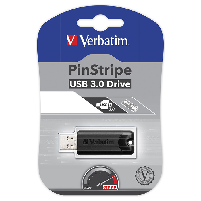 Флэшка VERBATIM Store 'n' Go PinStripe 32GB Black (49317)