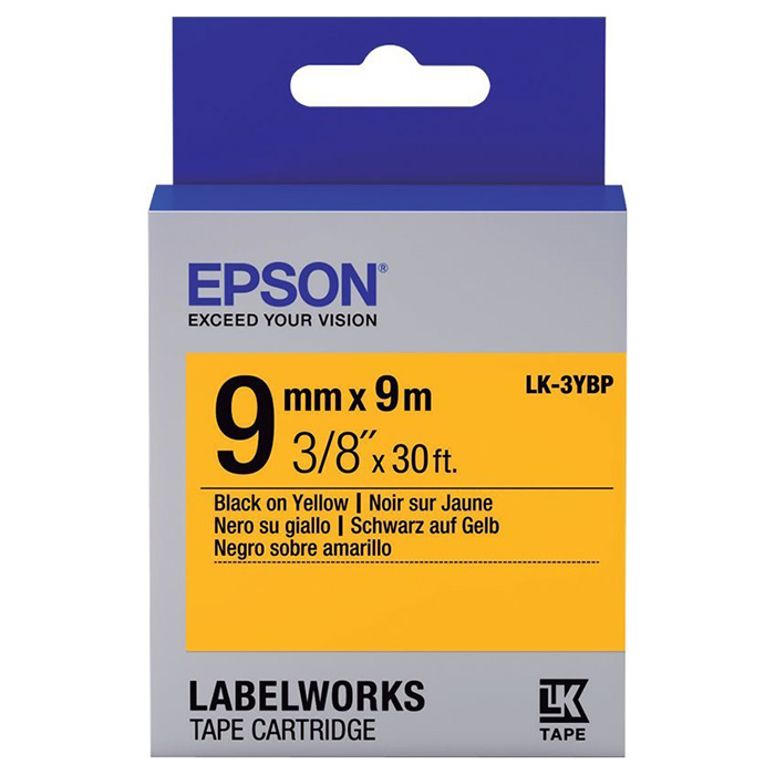 Лента EPSON LK-3YBP 9mm Black on Yellow Pastel (C53S653002)