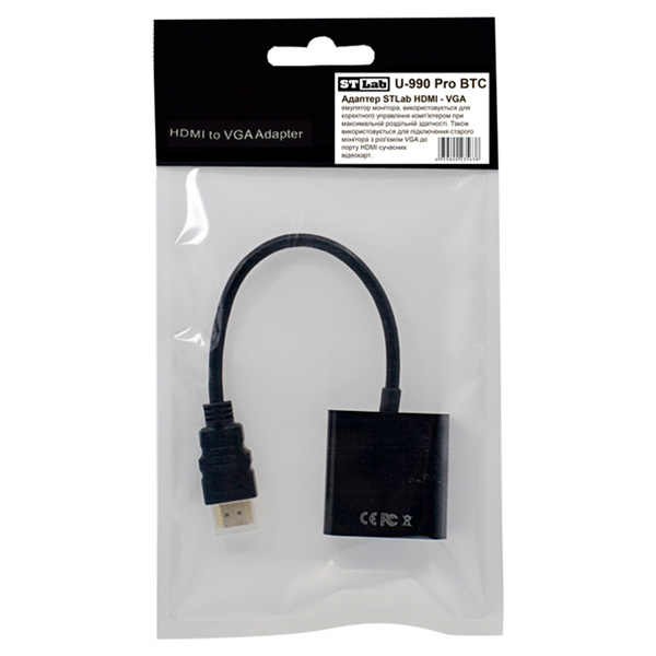 Адаптер STLAB U-990 Pro BTC HDMI - VGA Black