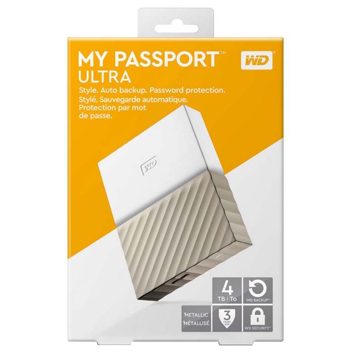 Портативний жорсткий диск WD My Passport Ultra 4TB USB3.0 White/Gold (WDBFKT0040BGD-WESN)