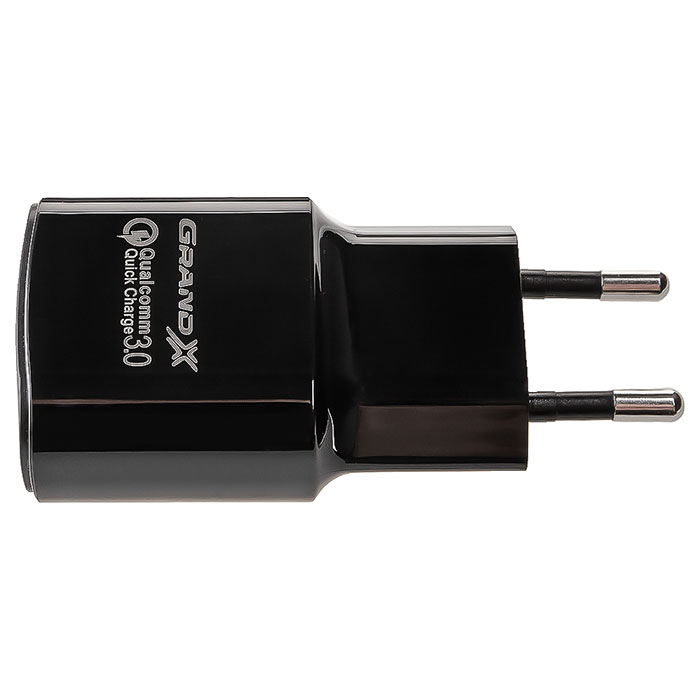 Зарядное устройство GRAND-X CH-550 1xUSB-A, QC3.0, 18W Black w/Micro-USB cable (CH-550BM)