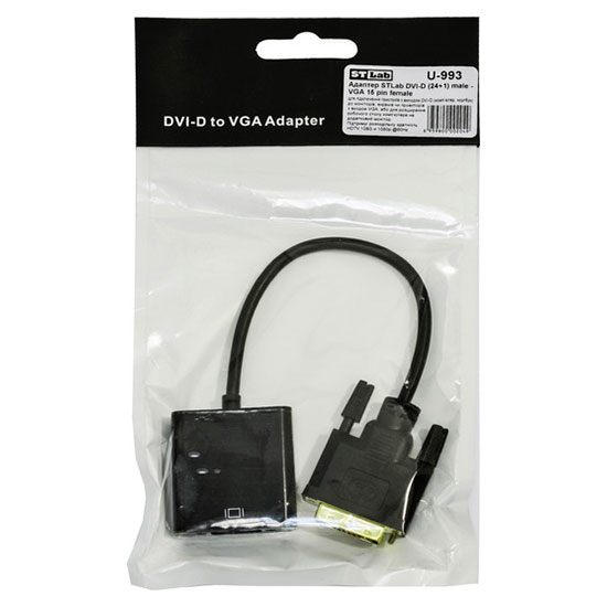 Адаптер STLAB DVI - VGA Black (U-993)