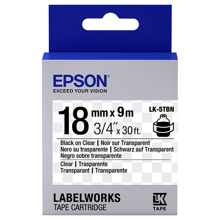 Стрічка EPSON LK-5TBN 18mm Black on Clear (C53S655008)