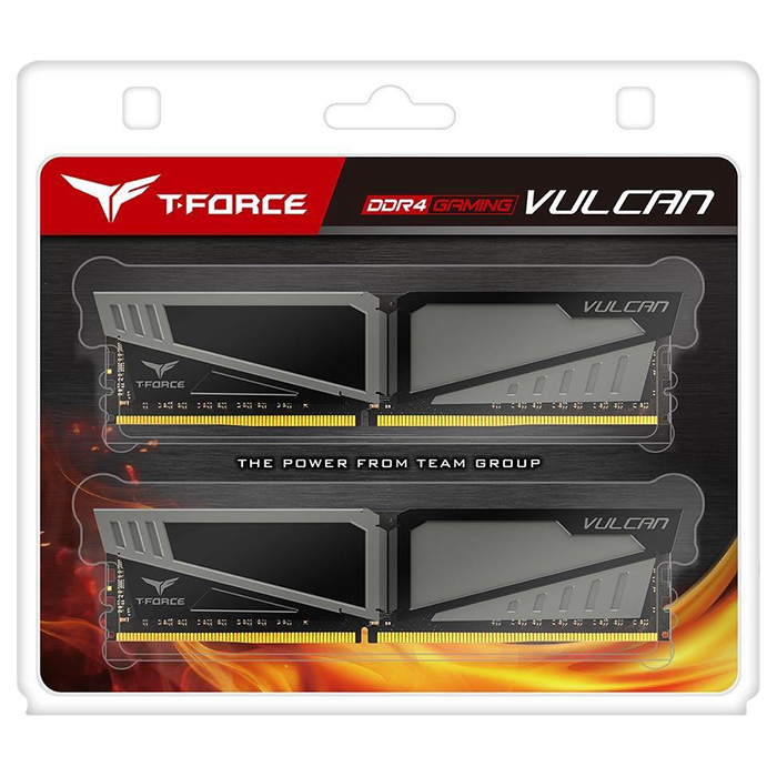 Модуль пам'яті TEAM T-Force Vulcan DDR4 2666MHz 16GB Kit 2x8GB Gray (TLGD416G2666HC15BDC01)