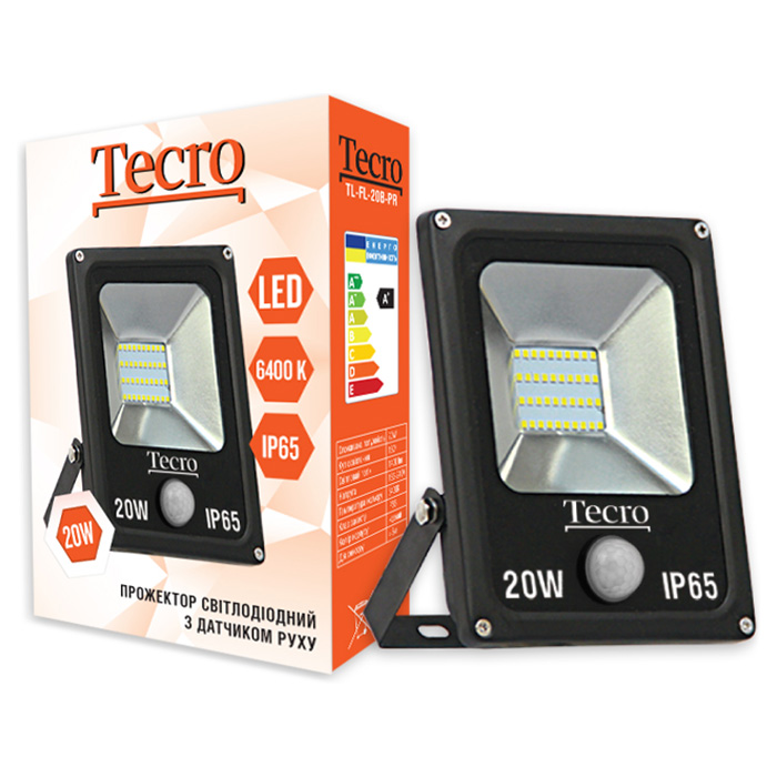 Прожектор LED с датчиком движения TECRO TL-FL-20B-PR 20W 6400K