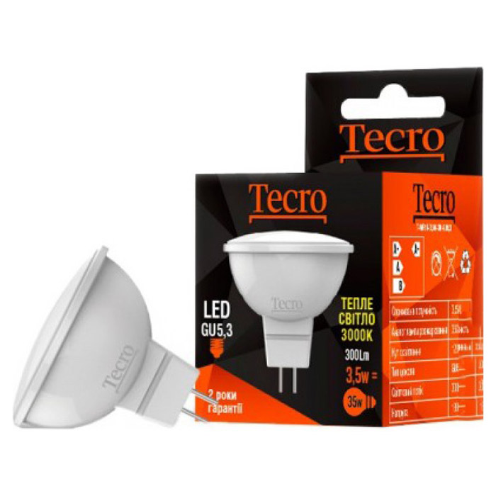 Лампочка LED TECRO MR16 GU5.3 3.5W 3000K 220V (T-MR16-3,5W-3K-GU5,3)