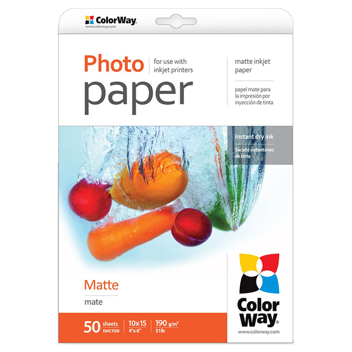 Фотопапір COLORWAY Matte 10x15см 190г/м² 50л (PM1900504R)