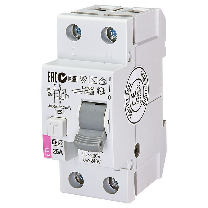 Диференційний автоматичний вимикач ETI EFI-2 25/0,03 2p, 25А, Inst., 10кА (2062122)
