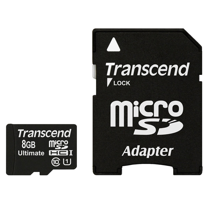 Карта пам'яті TRANSCEND microSDHC Ultimate 8GB UHS-I Class 10 + SD-adapter (TS8GUSDHC10U1)