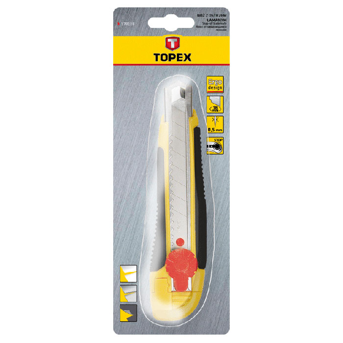 Монтажний ніж з висувним лезом TOPEX 18мм (17B118)