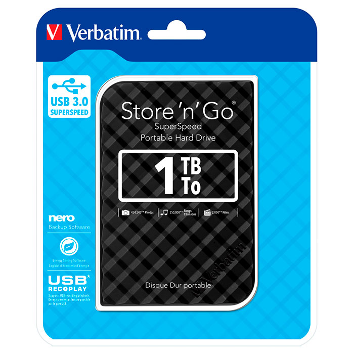 Портативний жорсткий диск VERBATIM Store 'n' Go 1TB USB3.0 Black (53194)