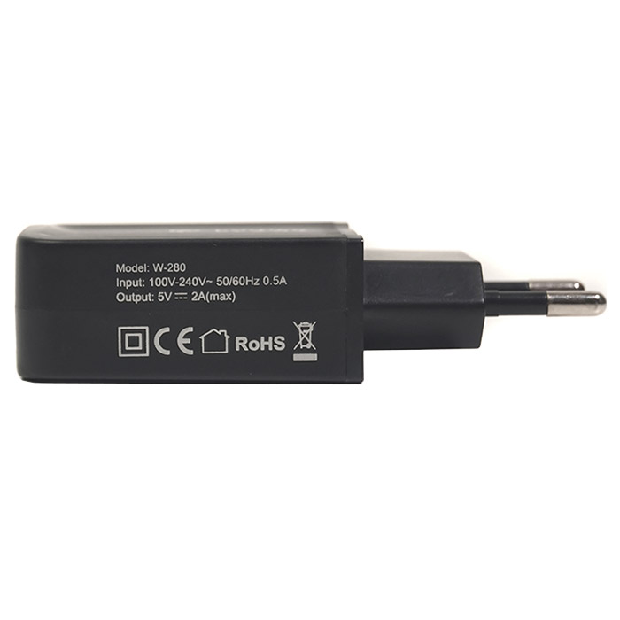 Зарядний пристрій POWERPLANT W-280 1xUSB-A, 2A Black w/Lightning cable (SC230020)