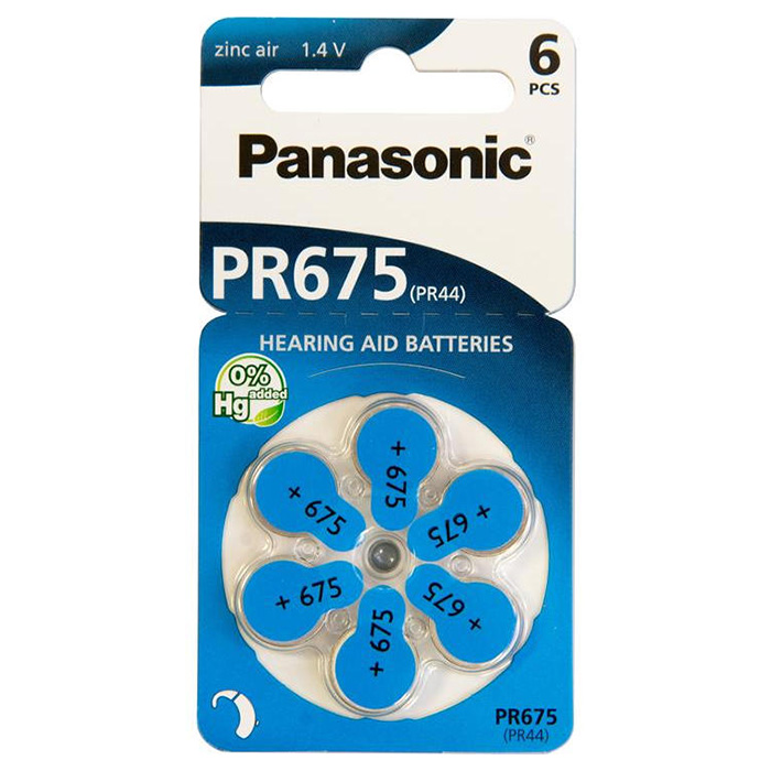Батарейка для слуховых аппаратов PANASONIC Hearing Aid 675 6шт/уп (PR-675H/6LB)