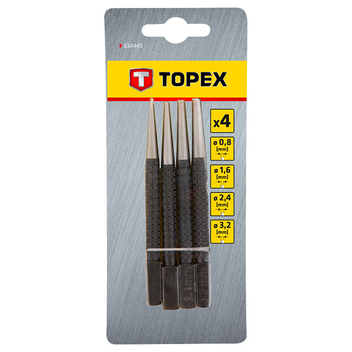 Набір добійників цвяхів TOPEX 0.8 - 3.2 мм 4шт (03A440)
