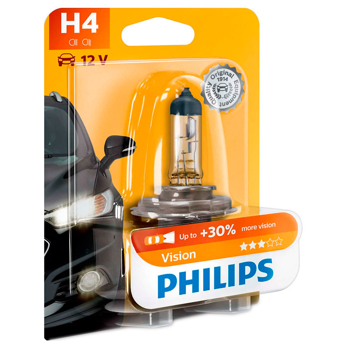 Лампа галогенова PHILIPS Vision H4 1шт (12342PRB1)