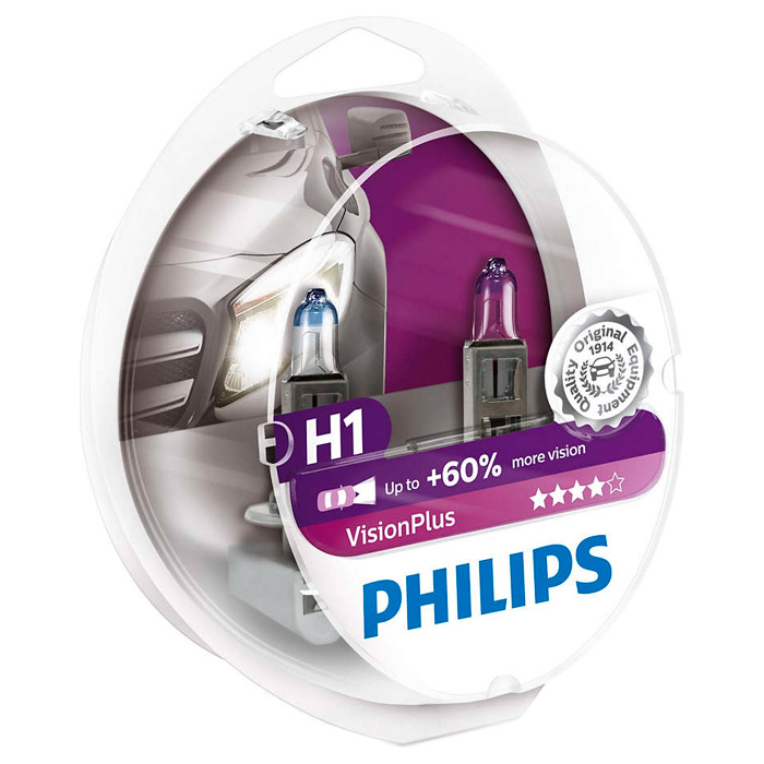 Лампа галогенова PHILIPS VisionPlus H1 2шт (12258VPS2)