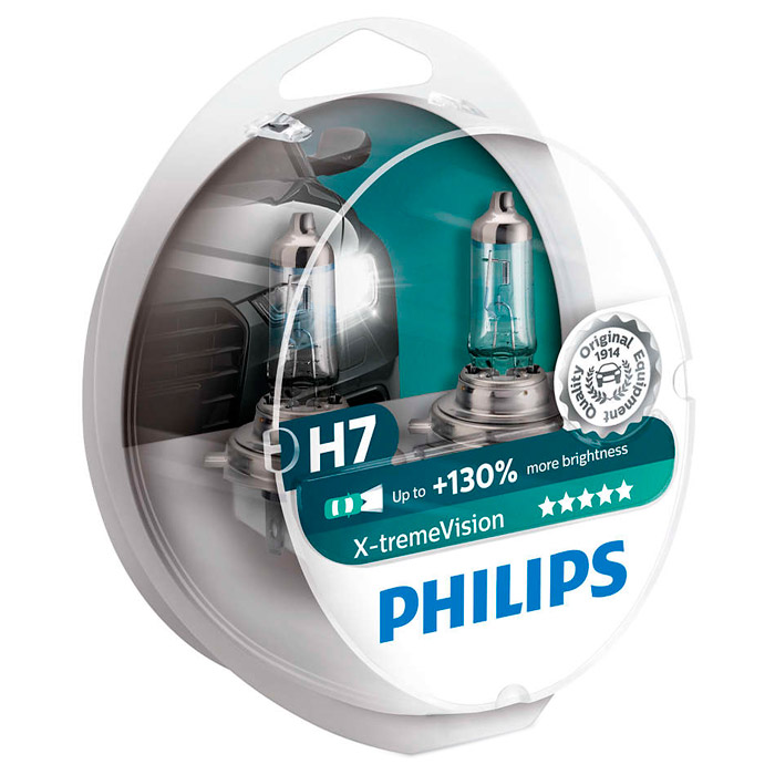 Лампа галогенова PHILIPS X-tremeVision H7 2шт (12972XV+S2)