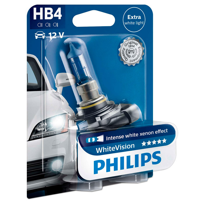 Лампа галогенова PHILIPS WhiteVision HB4 1шт (9006WHVB1)