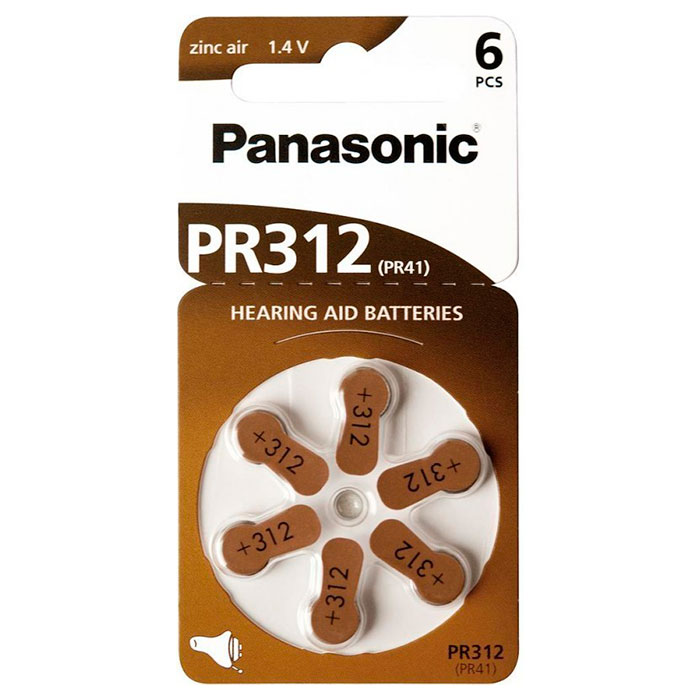Батарейка для слуховых аппаратов PANASONIC Hearing Aid 312 6шт/уп (PR-312/6LB)