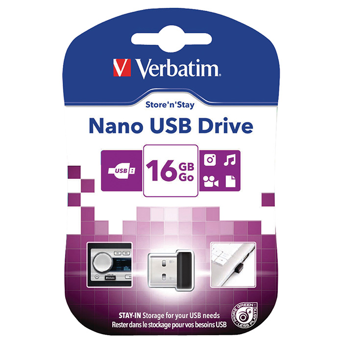 Флэшка VERBATIM Store 'n' Stay Nano 16GB USB2.0 (97464)