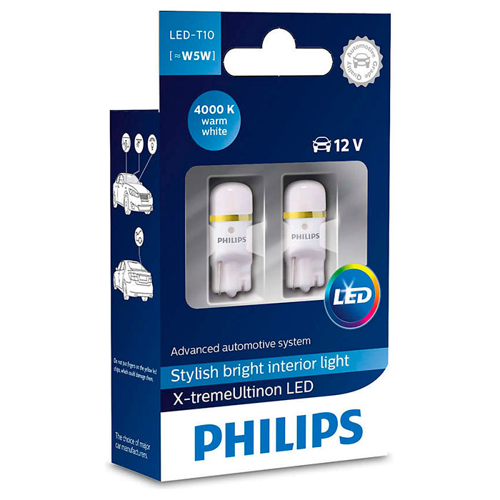 Лампа светодиодная PHILIPS X-tremeUltinon LED W5W 2шт (127994000KX2)