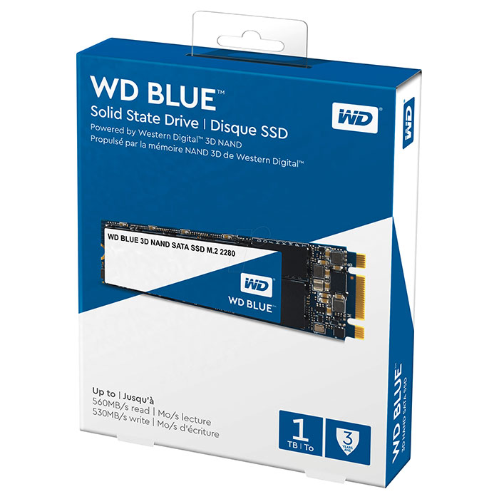 SSD диск WD Blue 1TB M.2 SATA (WDS100T2B0B)