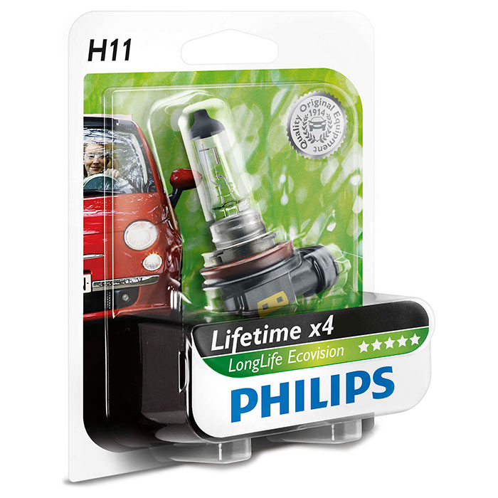 Лампа галогенова PHILIPS LongLife EcoVision H11 1шт (12362LLECOB1)