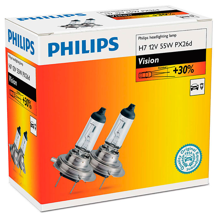 Лампа галогенова PHILIPS Vision H7 2шт (12972PRC2)