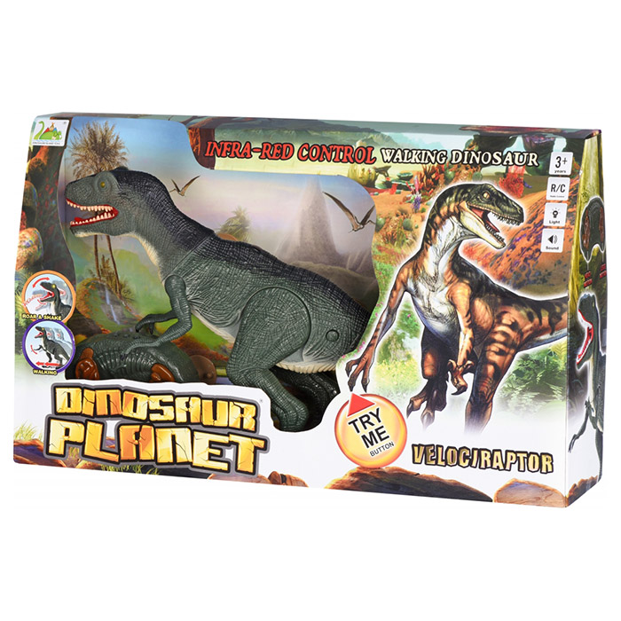 Интерактивная игрушка SAME TOY Dinosaur Planet велоцираптор зелёный со светом и звуком (RS6134UT)