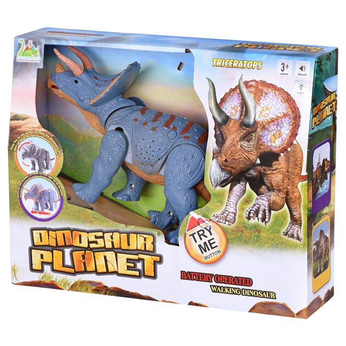Інтерактивна іграшка SAME TOY Dinosaur Planet трицератопс блакитний зі світлом та звуком (RS6167AUT)