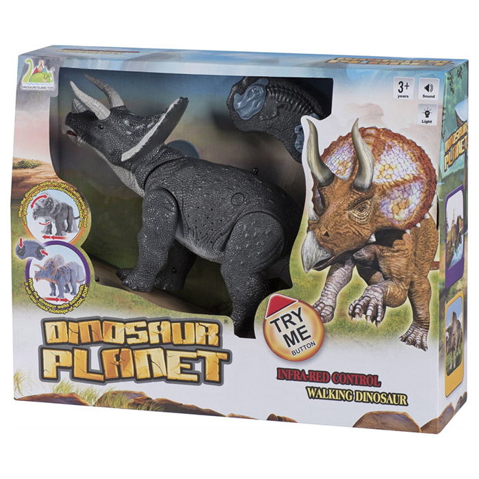 Інтерактивна іграшка SAME TOY Dinosaur Planet трицератопс сірий зі світлом та звуком (RS6137BUT)