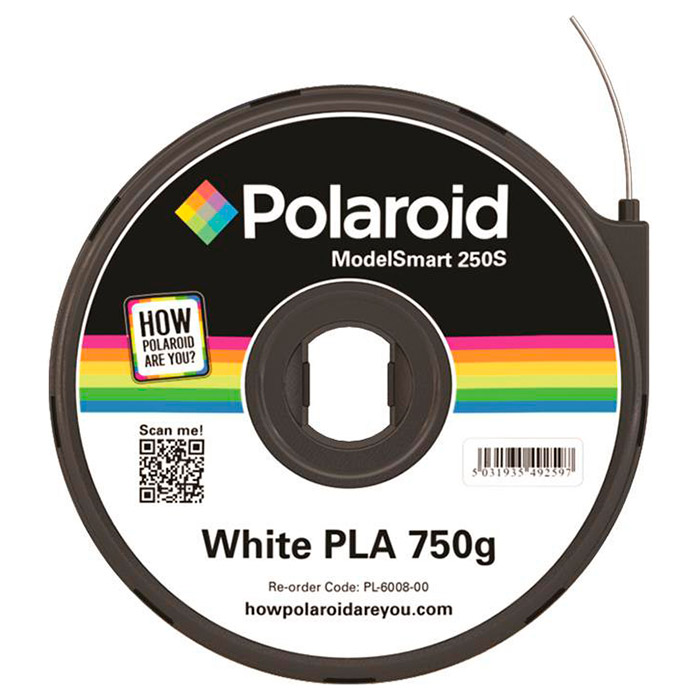 Пластик (філамент) для 3D принтера POLAROID PLA 1.75mm White (3D-FL-PL-6008-00)