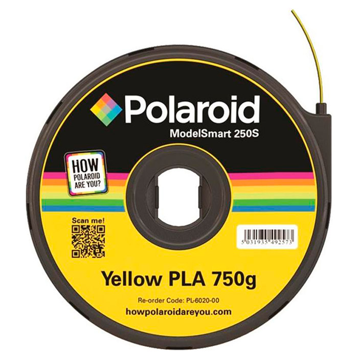 Пластик (филамент) для 3D принтера POLAROID ModelSmart 250S PLA 1.75mm, 0.75кг, Yellow (3D-FL-PL-6020-00)