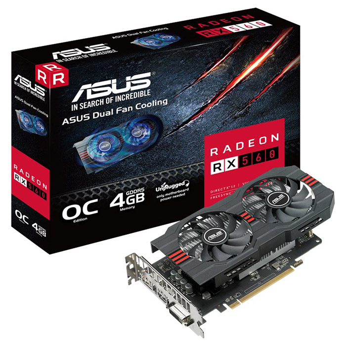 Відеокарта ASUS Radeon RX 560 4GB GDDR5 128-bit OC (RX560-O4G-EVO)