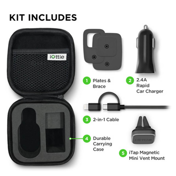 Автотримач для смартфона IOTTIE iTap Magnetic Mounting and Charging Travel Kit (HLTRIO110)