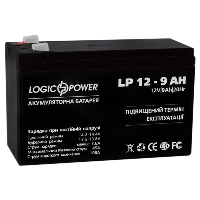 Акумуляторна батарея LOGICPOWER LP 12 - 9 AH (12В, 9Агод) (LP1516)