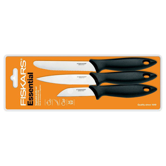 Набор кухонных ножей FISKARS Essential 3пр (1023785/200628)