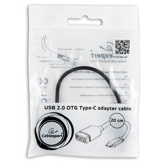 Кабель OTG CABLEXPERT USB2.0 CM/AF 0.2м (A-OTG-CMAF2-01)