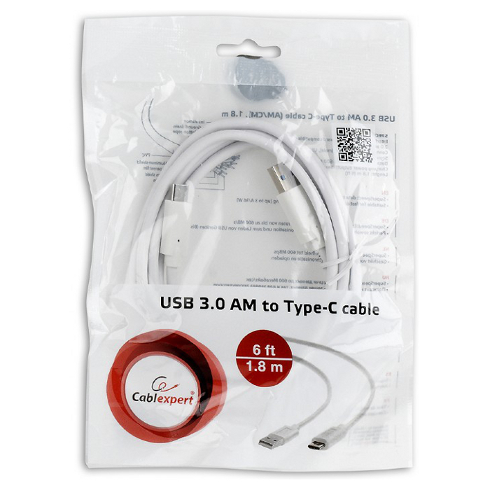 Кабель CABLEXPERT USB3.0 AM/CM White 1.8м (CCP-USB3-AMCM-6-W)