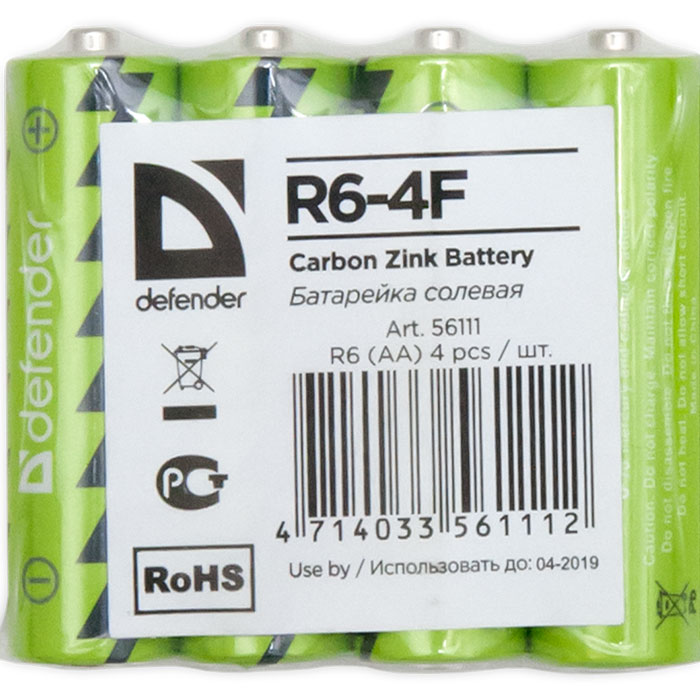 Батарейка DEFENDER AA 4шт/уп (56111)