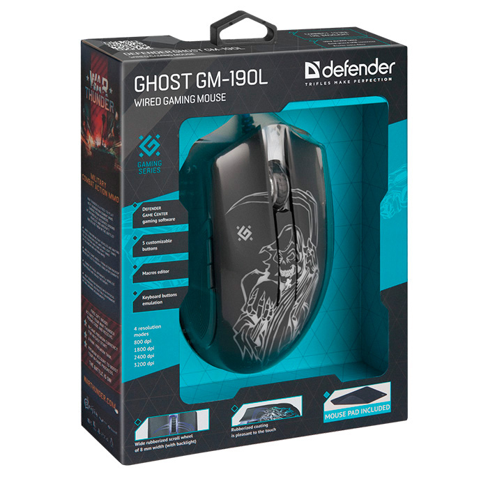Мышь игровая DEFENDER Ghost GM-190L (52190)