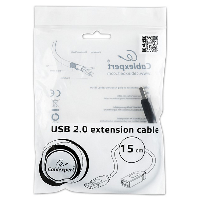 Кабель-подовжувач CABLEXPERT USB2.0 AM/AF 0.15м (CCP-USB2-AMAF-0.15M)