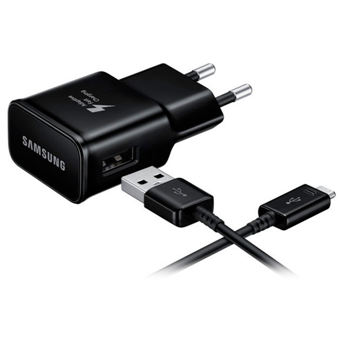 Зарядний пристрій SAMSUNG EP-TA20EWE USB 2A Fast Charging Power Adapter Black w/Type-C cable (EP-TA20EBECGRU)